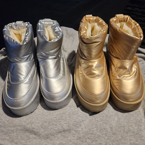 Charlotte Russe Gold And Silver Metallic Platform Boots size 10 - Picture 3 of 7